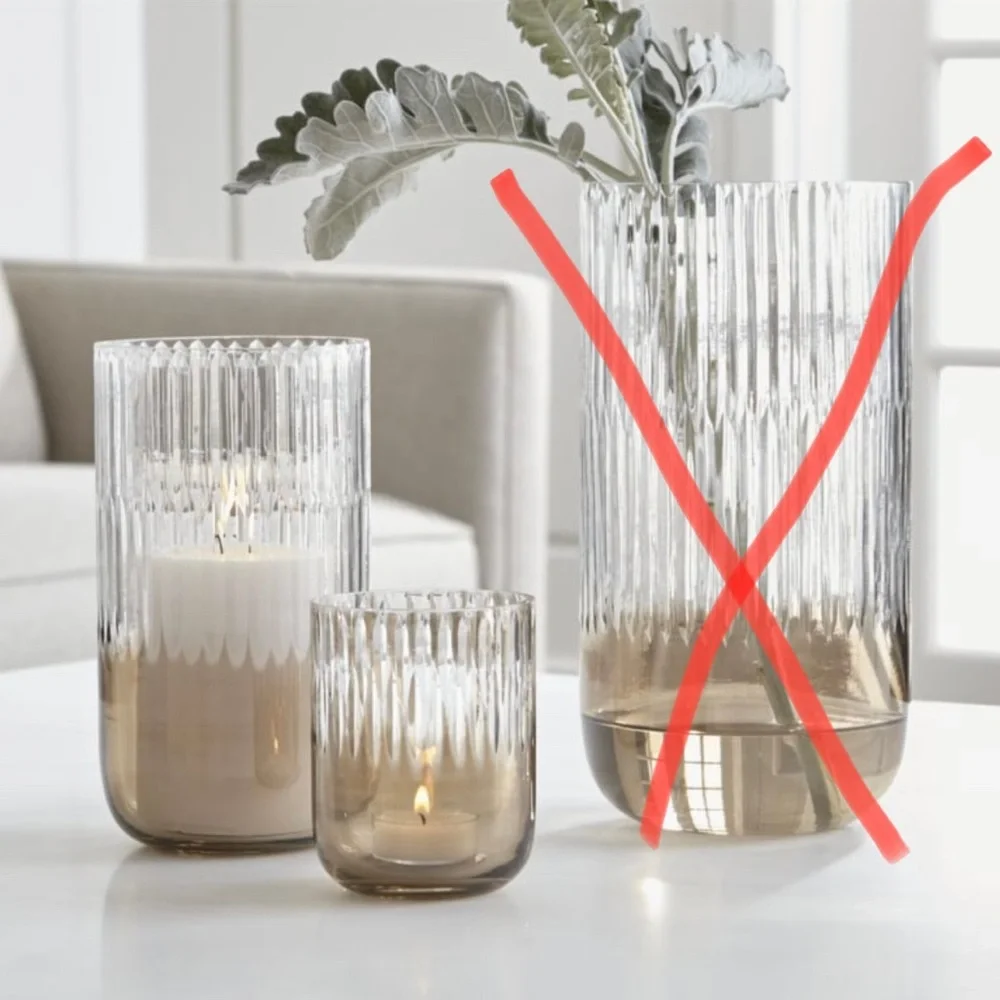 Brand new Crate & Barrel Aurelia 7.5” hurricane and 4” tealight holder set